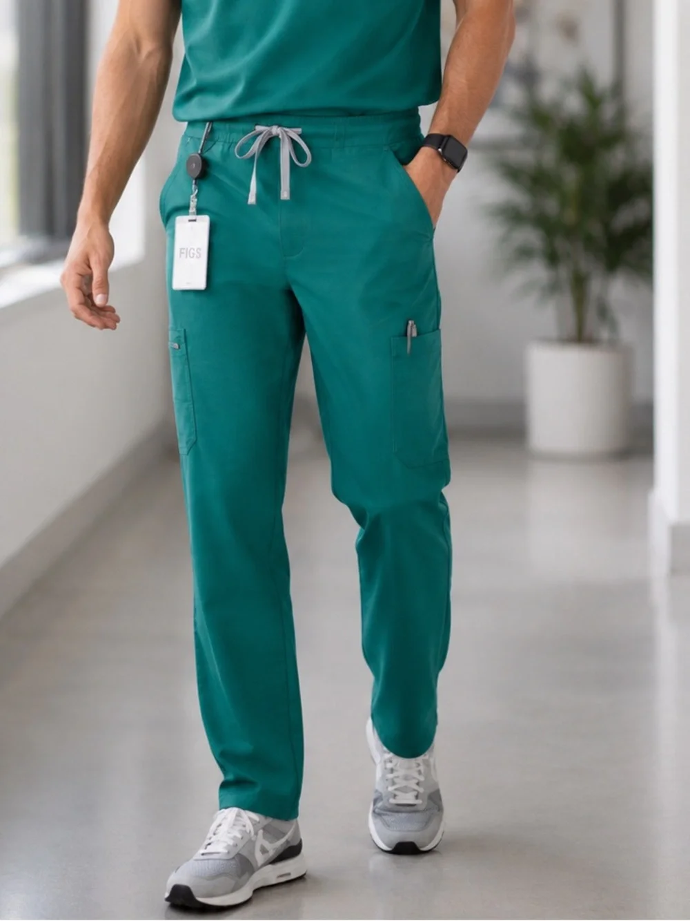 Figs Cairo Straight-Leg Hunter Green Men Scrub Pant (Size S)